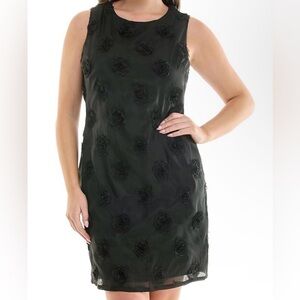 New sz 10 Nicole Miller Black Textured Floral Mini Dress